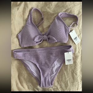 Lively The Ruched Plunge Bralette & Bikini Swim Bundle in Lilac